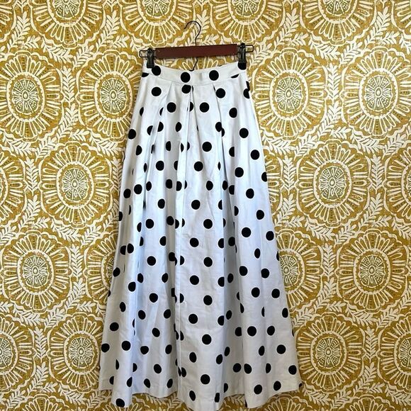 NWT Eva Franco Sold Out Stunning Polka Dot Pleated Draped Midi Skirt size XXS - Picture 8 of 10
